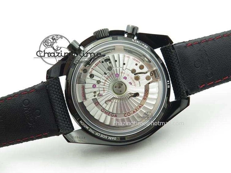 0817 DailyWear Speedmaster Professional Chronometer PVD Black Dial On Black Leather Strap A 8259